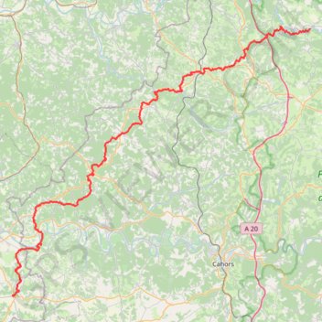 Itinéraire GR652 De Rocamadour (Lot) à Tournon-d'Agenais (Lot-et-Garonne), distance, dénivelé, altitude, carte, profil, trace GPS