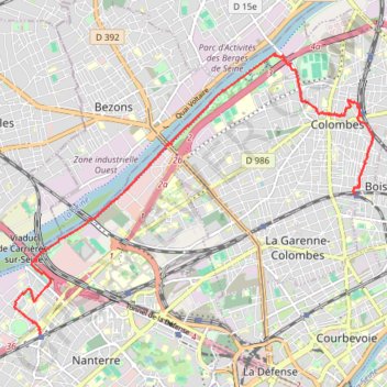 Itinéraire Colombes à Nanterre - rando de l'ile Marante, distance, dénivelé, altitude, carte, profil, trace GPS