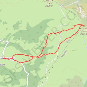 Itinéraire Cugn di Goria, distance, dénivelé, altitude, carte, profil, trace GPS