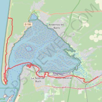 Itinéraire Tour du Bassin d'Arcachon - Jour 2, distance, dénivelé, altitude, carte, profil, trace GPS
