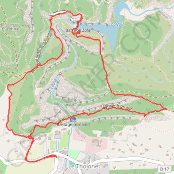 Itinéraire Du Tholonet au lac Zola, distance, dénivelé, altitude, carte, profil, trace GPS