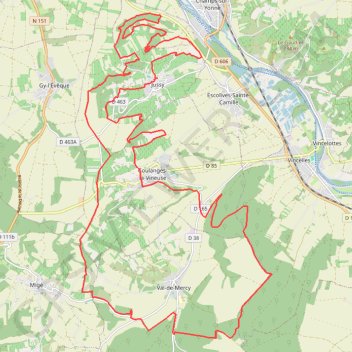 Itinéraire Jussy - Coulanges - Val de Mercy, distance, dénivelé, altitude, carte, profil, trace GPS