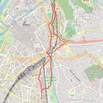 Itinéraire Sablon - Confluent, distance, dénivelé, altitude, carte, profil, trace GPS
