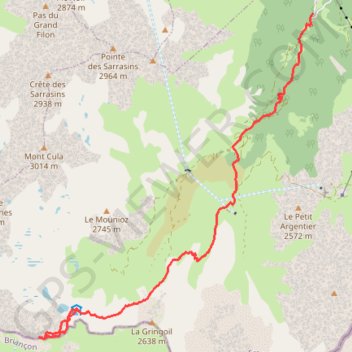 Itinéraire Valfréjus - Refuge du Thabor, distance, dénivelé, altitude, carte, profil, trace GPS