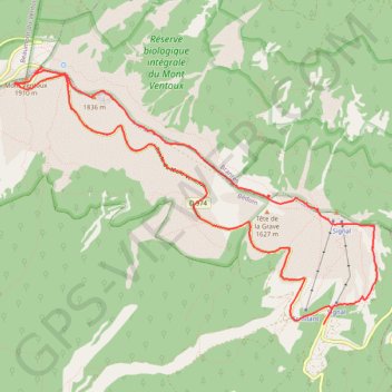 Itinéraire Crête du Mont Ventoux, distance, dénivelé, altitude, carte, profil, trace GPS