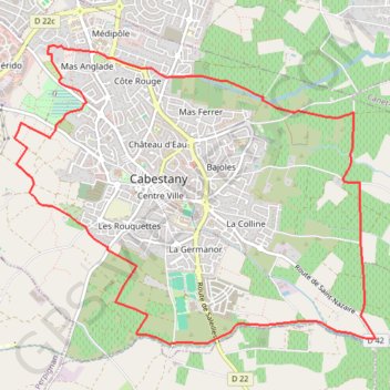 Itinéraire Chemins autour de Cabestany, distance, dénivelé, altitude, carte, profil, trace GPS