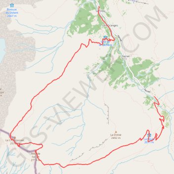 Itinéraire Tête de Ferret, distance, dénivelé, altitude, carte, profil, trace GPS
