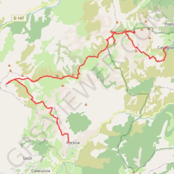Itinéraire Trek de Corscia à Castiglione, distance, dénivelé, altitude, carte, profil, trace GPS