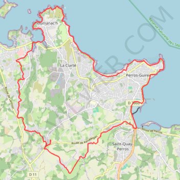 Itinéraire Cote de granit rose, distance, dénivelé, altitude, carte, profil, trace GPS