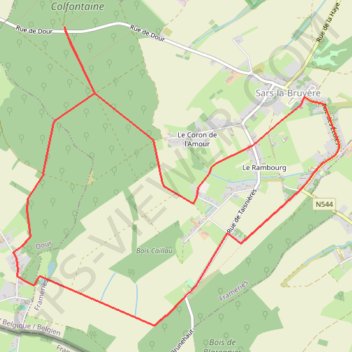 Itinéraire Promenade Natura Frameries-Dour Boucle B (Départ Pavillon des Chasseurs), distance, dénivelé, altitude, carte, profil, trace GPS