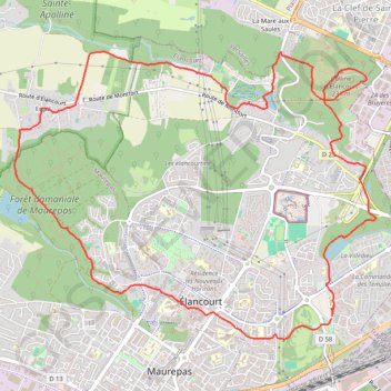 Itinéraire Élancourt - La Colline de la Revanche (78 - Yvelines), distance, dénivelé, altitude, carte, profil, trace GPS