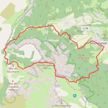 Itinéraire Tete chevaliere en boucle depuis Chichilianne, distance, dénivelé, altitude, carte, profil, trace GPS