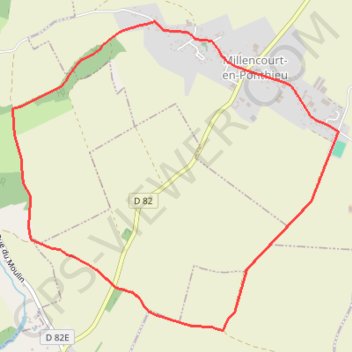Itinéraire Le fond de Millencourt, distance, dénivelé, altitude, carte, profil, trace GPS