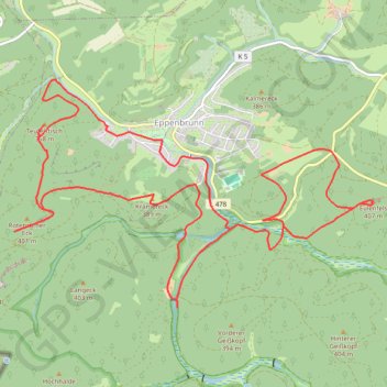 Itinéraire Boucle autour d'Eppenbrunn (Palatinat), distance, dénivelé, altitude, carte, profil, trace GPS