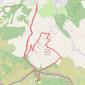Itinéraire Ziburumendi depuis la Chapelle d'Olhette, distance, dénivelé, altitude, carte, profil, trace GPS
