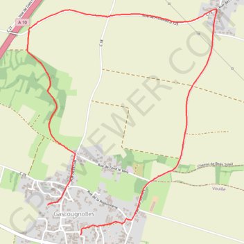 Itinéraire Marche GASCOUGNOLLES VAUMOREAU, distance, dénivelé, altitude, carte, profil, trace GPS