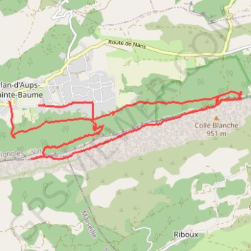 Itinéraire Plan d'Aups - La Sainte Baume, distance, dénivelé, altitude, carte, profil, trace GPS