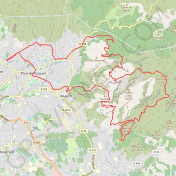 Itinéraire Garlaban, grand tour par le sud, distance, dénivelé, altitude, carte, profil, trace GPS