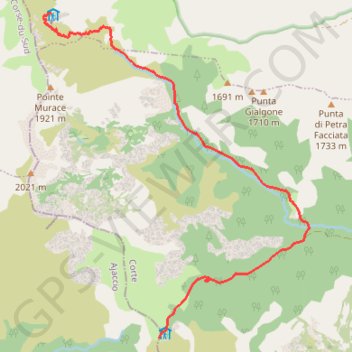 Itinéraire GR20 Onda-Petra Piana, distance, dénivelé, altitude, carte, profil, trace GPS