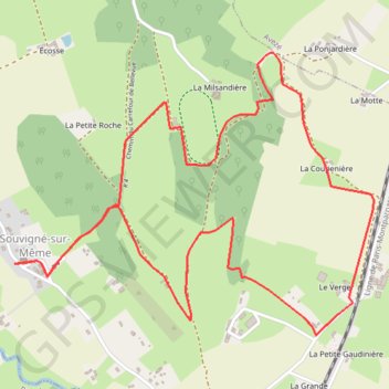 Itinéraire Souvigné-sur-Même - Paysages de la Vallée de l'Huisne, distance, dénivelé, altitude, carte, profil, trace GPS