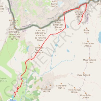 Itinéraire Gelas - Traversée par l'Arete Ouest - Arete Est, distance, dénivelé, altitude, carte, profil, trace GPS