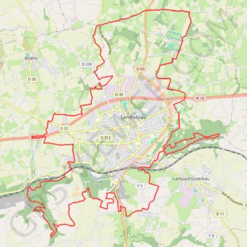 Itinéraire Rando Landivisiau, distance, dénivelé, altitude, carte, profil, trace GPS