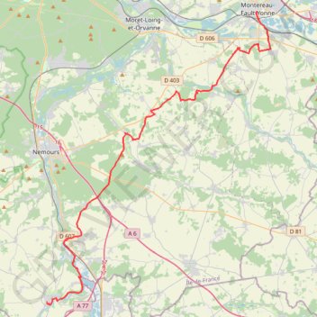 Itinéraire Chateau Landon > Montereau-Fault-Yonne, distance, dénivelé, altitude, carte, profil, trace GPS
