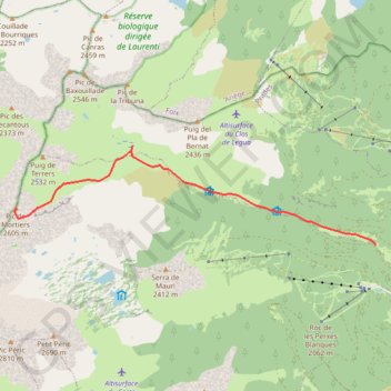 Itinéraire Pic de Mortiers par la vallée du Galbe, distance, dénivelé, altitude, carte, profil, trace GPS
