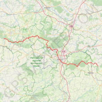 Itinéraire GR 22 : De La Perrière à Bagnoles-de-l'Orne (Orne), distance, dénivelé, altitude, carte, profil, trace GPS