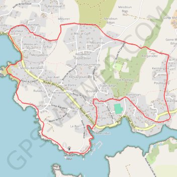 Itinéraire Autour de Lanildut, distance, dénivelé, altitude, carte, profil, trace GPS