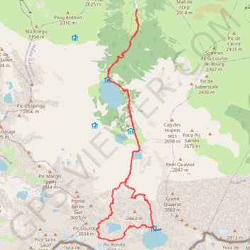 Itinéraire Des Granges d'Astau au refuge du Portillon retour par le Lac Glacé, distance, dénivelé, altitude, carte, profil, trace GPS