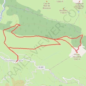 Itinéraire Saraillé ou pic de l'Araillhé depuis Lourdios, distance, dénivelé, altitude, carte, profil, trace GPS