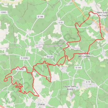 Itinéraire St Sulpice Chérac 32 kms, distance, dénivelé, altitude, carte, profil, trace GPS