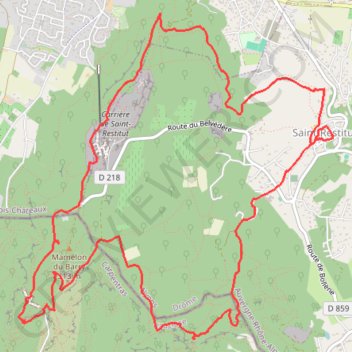 Itinéraire Les carrières de Sainte-Juste - Saint-Restitut, distance, dénivelé, altitude, carte, profil, trace GPS