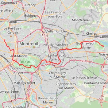 Itinéraire Les Bords de Marne - De Paris à Noisiel, distance, dénivelé, altitude, carte, profil, trace GPS