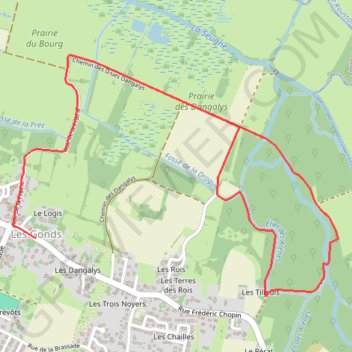 Itinéraire Sentier des passerelles - Les Gonds, distance, dénivelé, altitude, carte, profil, trace GPS