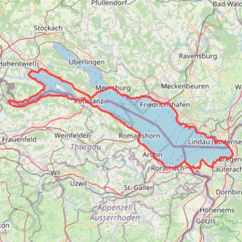 Itinéraire Tour du lac de Constance, distance, dénivelé, altitude, carte, profil, trace GPS