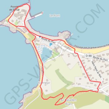 Itinéraire Petit tour du port de Locquémeau, distance, dénivelé, altitude, carte, profil, trace GPS