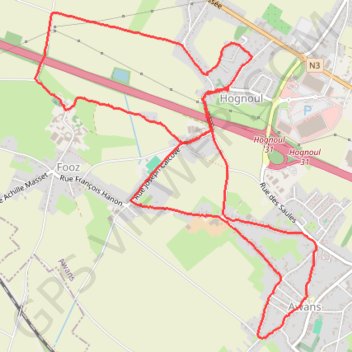 Itinéraire Marche Awans, distance, dénivelé, altitude, carte, profil, trace GPS