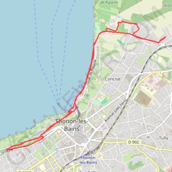 Itinéraire Thonon-les-Bains Course, distance, dénivelé, altitude, carte, profil, trace GPS