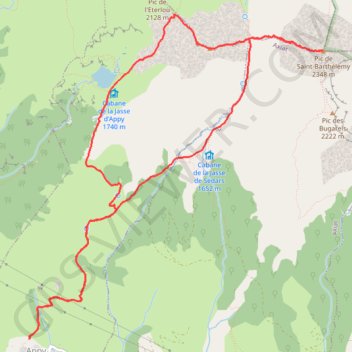Itinéraire Pic de Saint-Barthélémy par l'étang d'Appy, distance, dénivelé, altitude, carte, profil, trace GPS