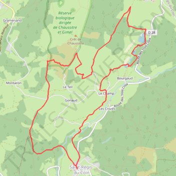 Itinéraire GR- St Régis - Les étangs de Prélager, distance, dénivelé, altitude, carte, profil, trace GPS