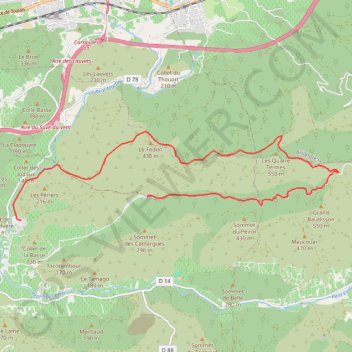 Itinéraire Pierrefeu-du-Var - Piste de Maraval, distance, dénivelé, altitude, carte, profil, trace GPS