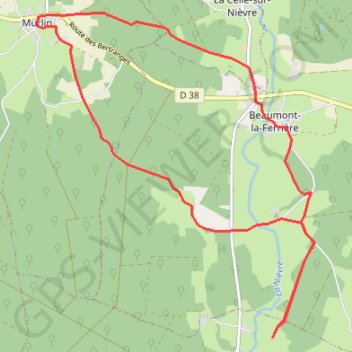 Itinéraire Promenade Bertranges, Murlin, Beaumont la Ferrière, distance, dénivelé, altitude, carte, profil, trace GPS