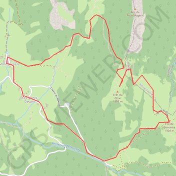Itinéraire Bauges - Crêt du Char, distance, dénivelé, altitude, carte, profil, trace GPS