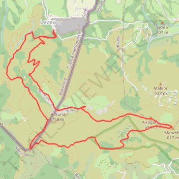 Itinéraire Atxuria y Mendibil en circuit depuis les grottes de Sare, distance, dénivelé, altitude, carte, profil, trace GPS