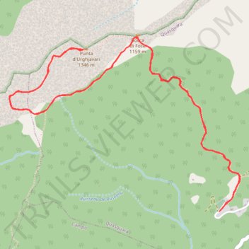 Itinéraire Punta d'Urghjavari à partir de Quasquara, distance, dénivelé, altitude, carte, profil, trace GPS