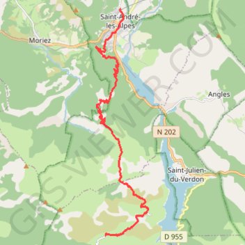 Itinéraire Saint-André-les-Alpes - La Baume, distance, dénivelé, altitude, carte, profil, trace GPS
