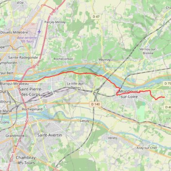 Itinéraire Montlouis-sur-Loire / Tours, distance, dénivelé, altitude, carte, profil, trace GPS