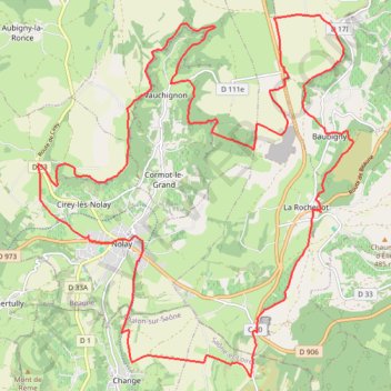 Itinéraire 2019 06 13 xxx Nolay bout du monde Orches Rochepot 32km 770m, distance, dénivelé, altitude, carte, profil, trace GPS